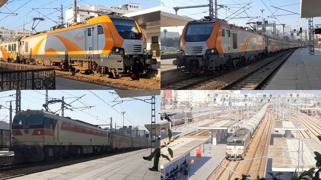Collection de quelques trains d'Al Atlas à Casa-Voyageurs + E-1115 assurant un train de phosphates.