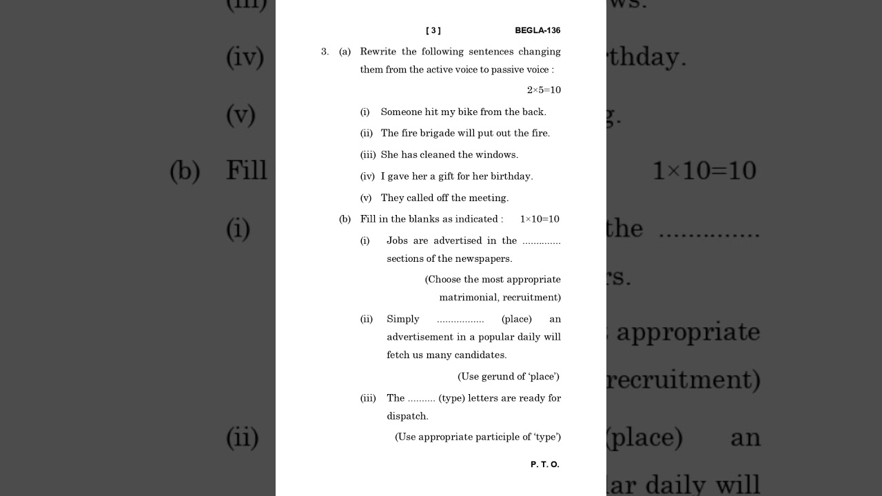 English at the Work Place Question Paper December - 2022 | BEGLA-136 | BCOMG | BAG | IGNOU Exam 2023