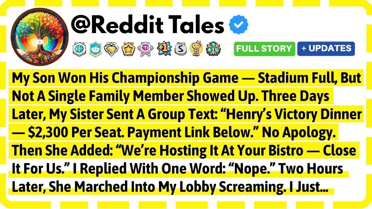 My son won his championship game. Stadium full, but not a single family member showed up. Three...
