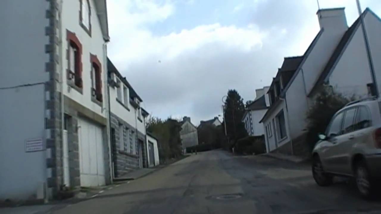 Driving Along Rue Laennec D14, 29690 Huelgoat, Finistère, Brittany, France 12th April 2010