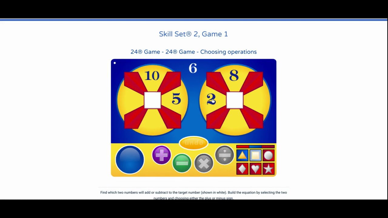 First in Math - Skill Sets (based off of the 24 Game)