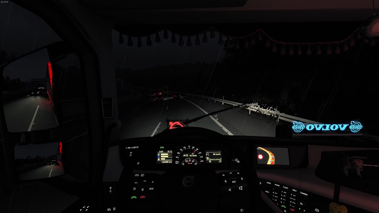 ASMR Rainy Night Drive - Euro Truck Simulator 2  | UK - Czechia | No Commentary - No Music