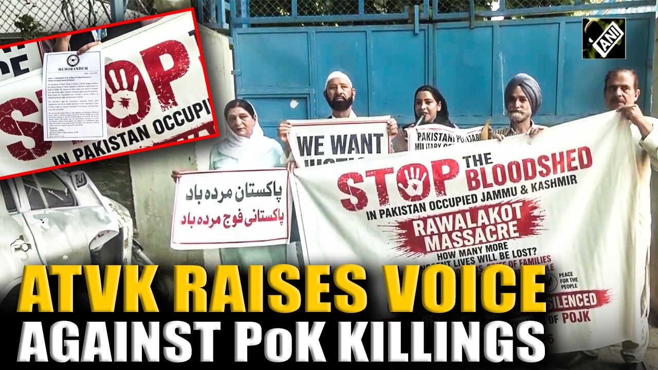 ATVK protests near UNMOGIP office against alleged civilian killings by Pakistan army in PoK