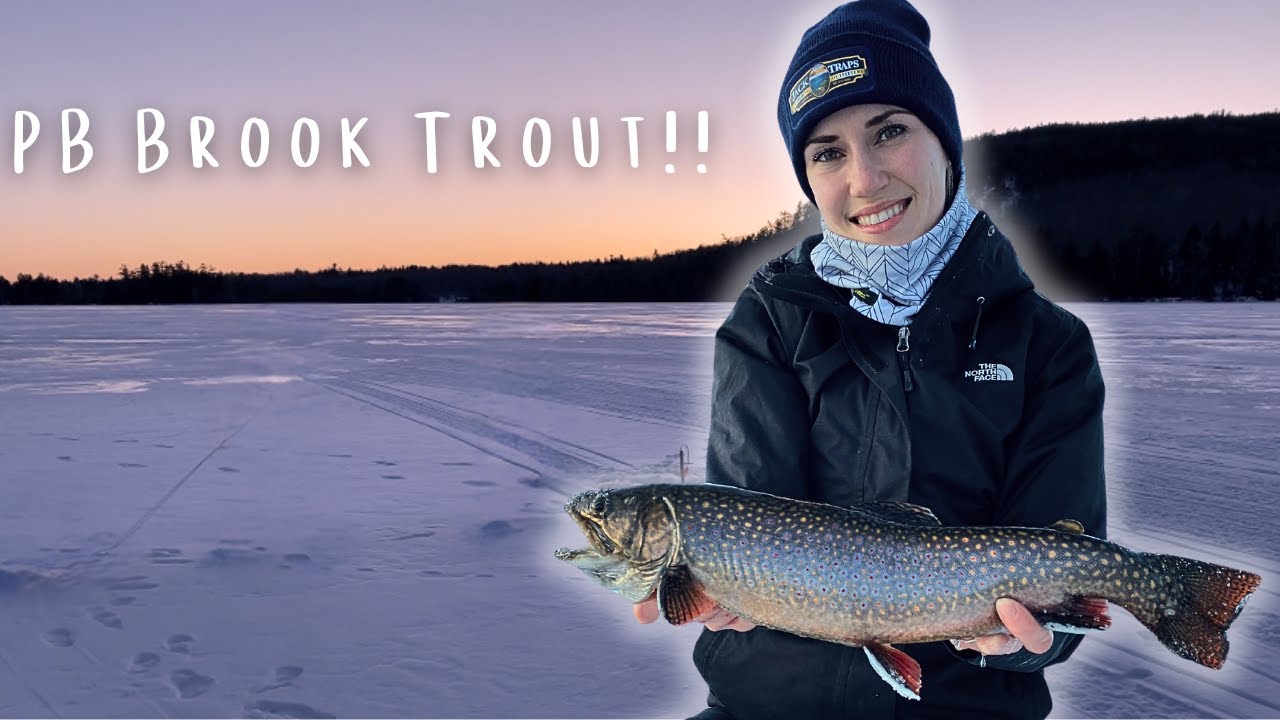 Winter Cabin Camping - Maine Ice Fishing - Personal Best Brook Trout!