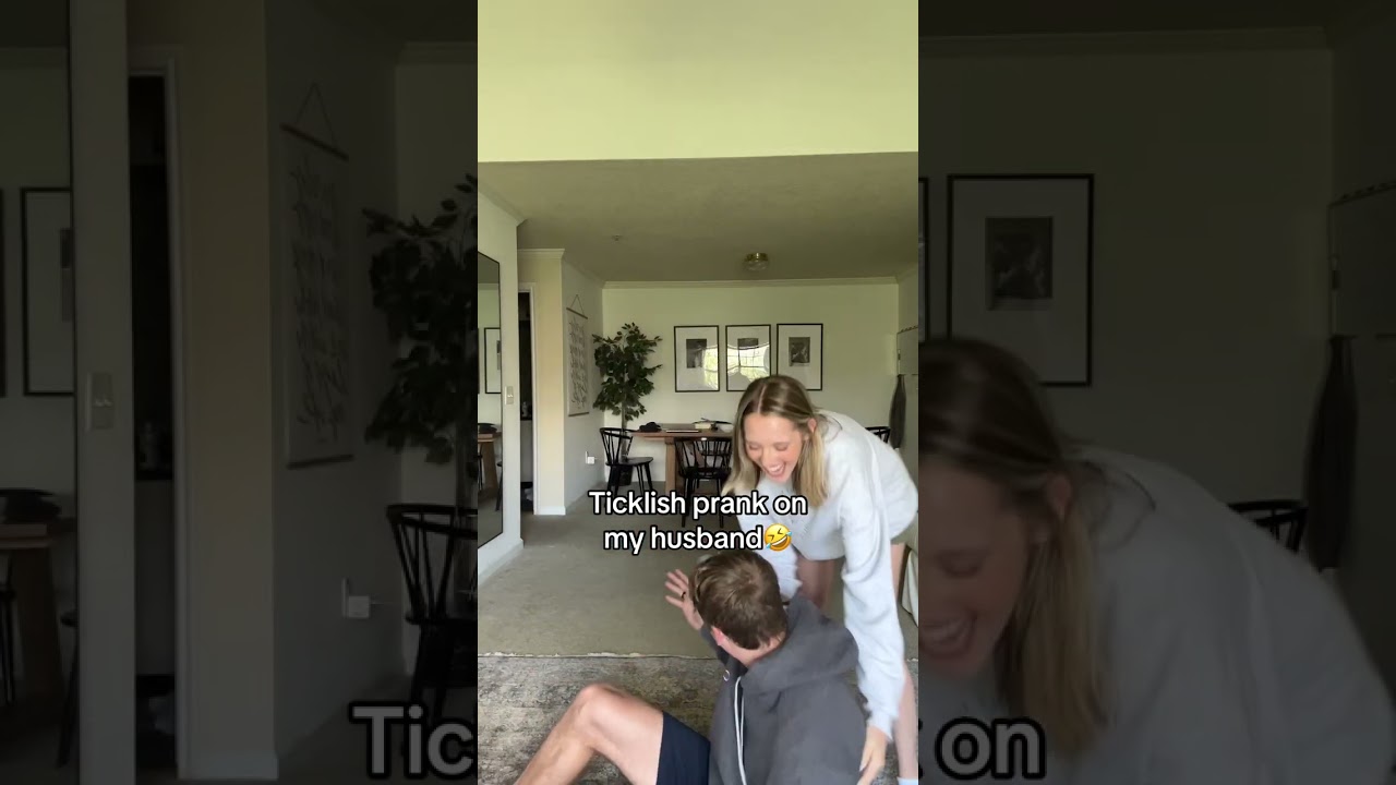 Tickling prank on my husband