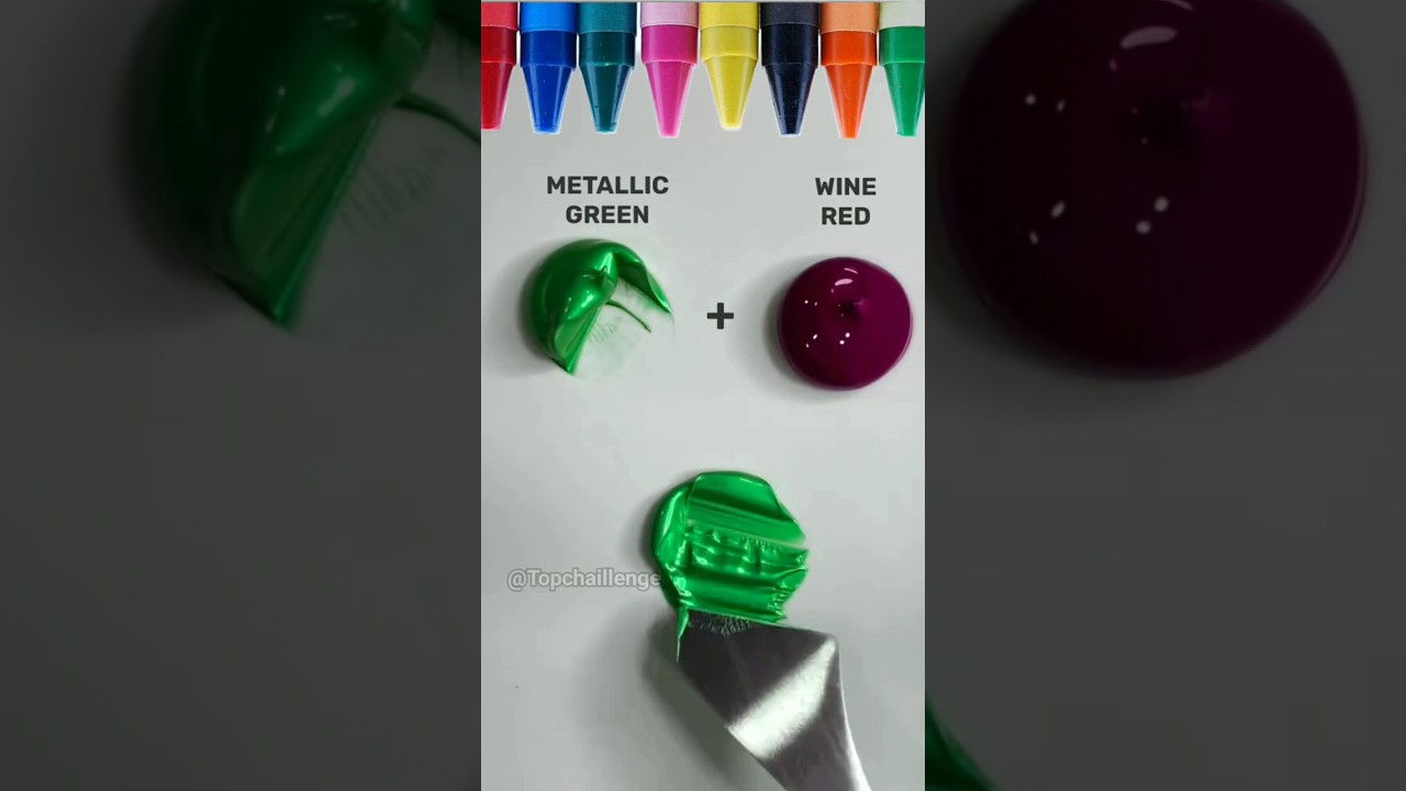 Metallic green 🆚 Wine Red colour mixing video//colour mixing#shortvideos #colormixingmagic #drawing