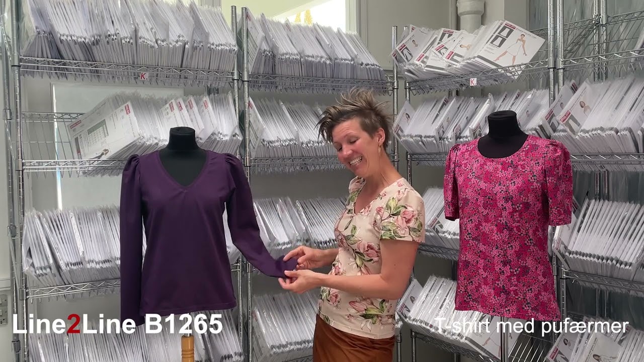 Sy din egen t-shirt med pufærmer i Line2Line B1265 - Til jersey eller strik