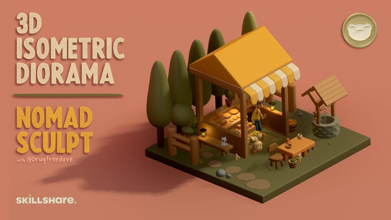 3D-изометрическая диорама в Nomad Sculpt | Эксклюзивный урок Skillshare