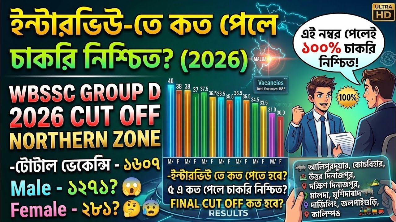 WBSSC Group D 2026 Northern Zone Cut Off? 😨 Total Vacancies 1607! How Much Do You Need to Score i...