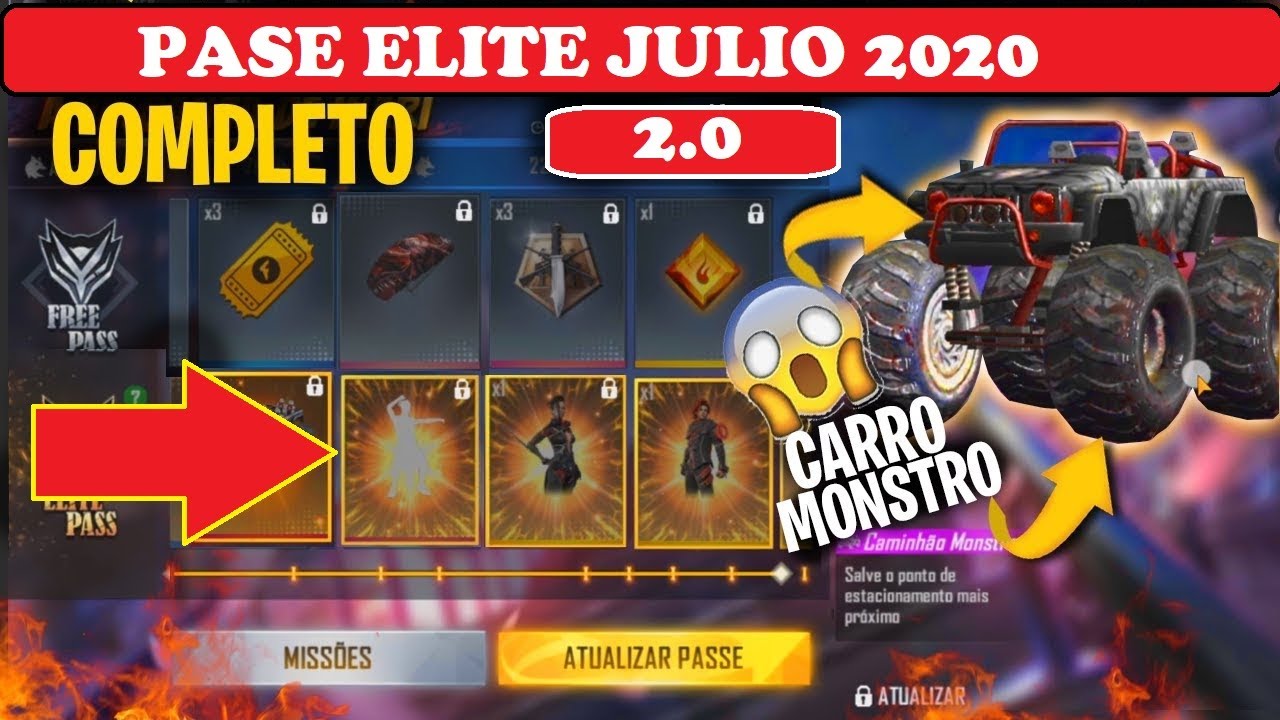 PASE ELITE DE JULIO 2020 CONFIRMADO, SUPER EPICO CON LA SKIN DE LA MONSTER EN FREE FIRE
