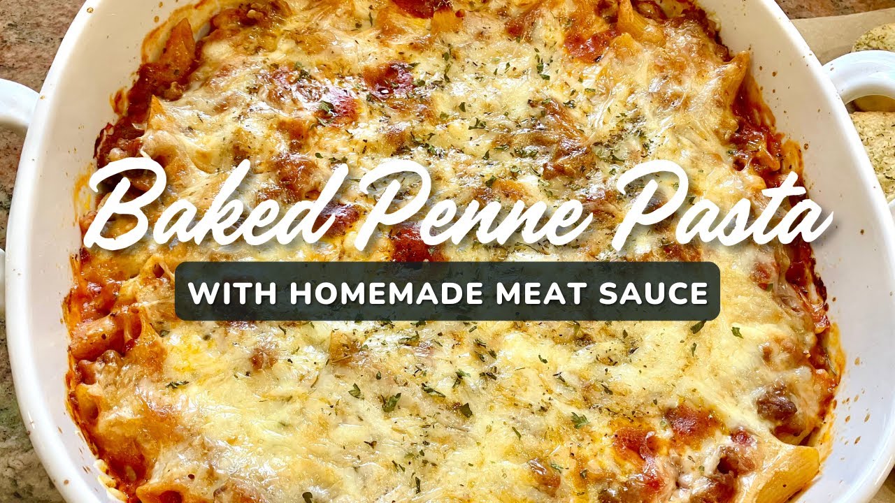 Hearty homemade meat sauce, freshly grated cheese, pasta, baked to perfection and garlic bread.