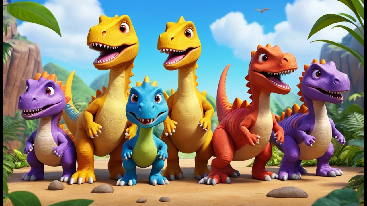 Sechs kleine Dinosaurier stampfen, stampf | Dino-Lied für Kinder & Kindergarten