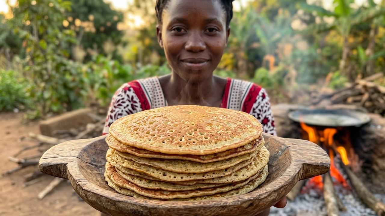Authentic African Village Cooking: How We Make Flatbread/Pancakes Over an Open Fire