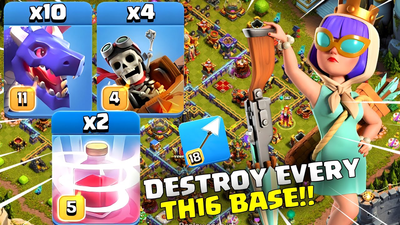 HYDRA DESTROY EVERY TH16 BASES!! Easiest TH16 War Attack Strategy | Clash of Clans