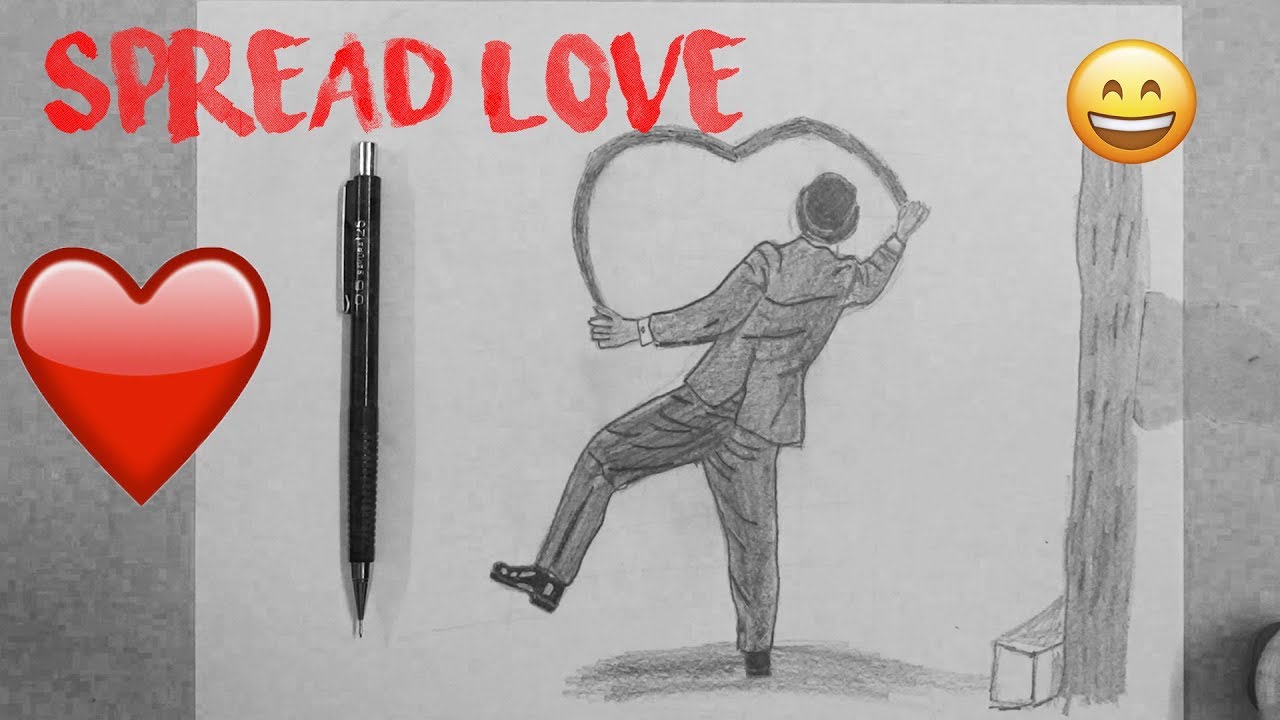 spread love - simple drawing by Heart