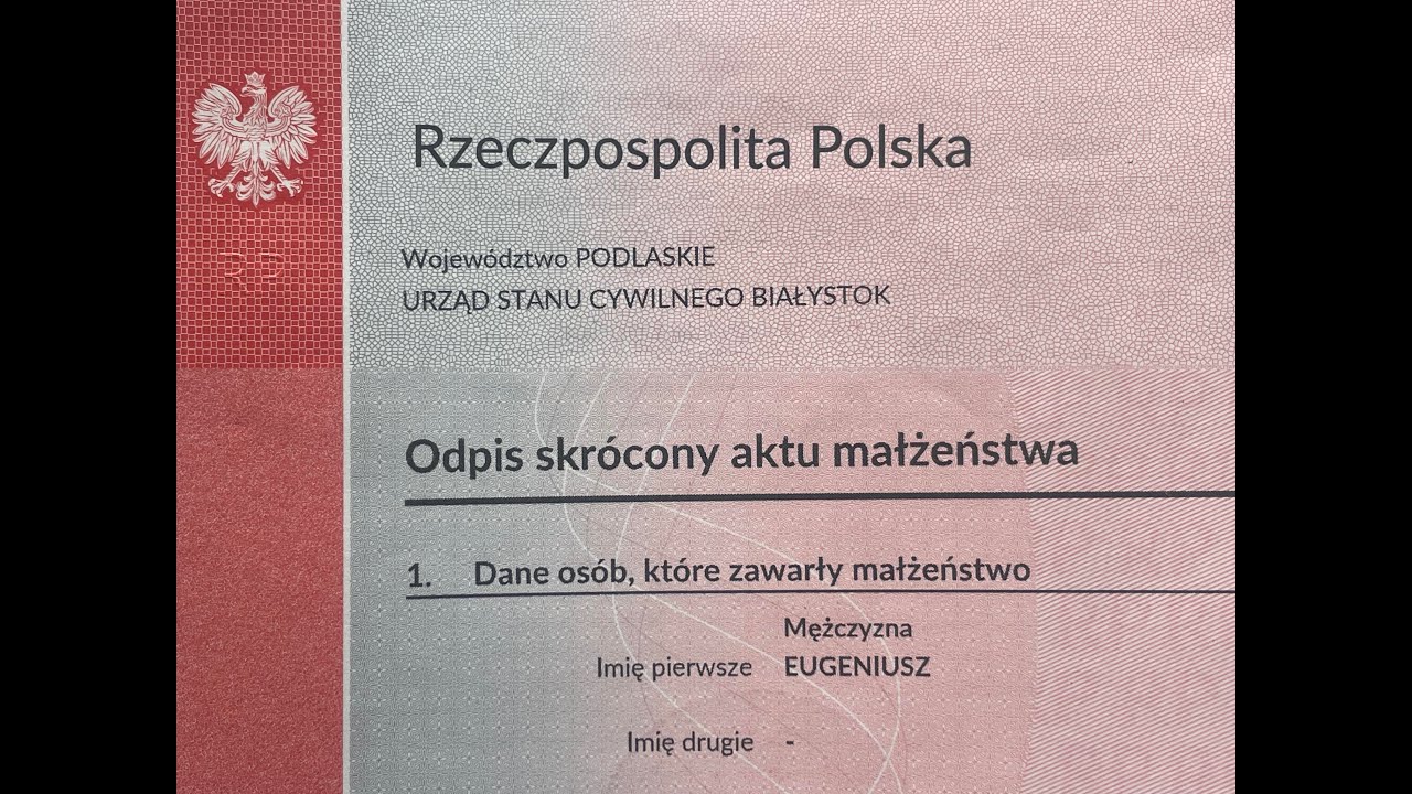 Замена свидетельства о браке и свидетельства о рождении на польское
