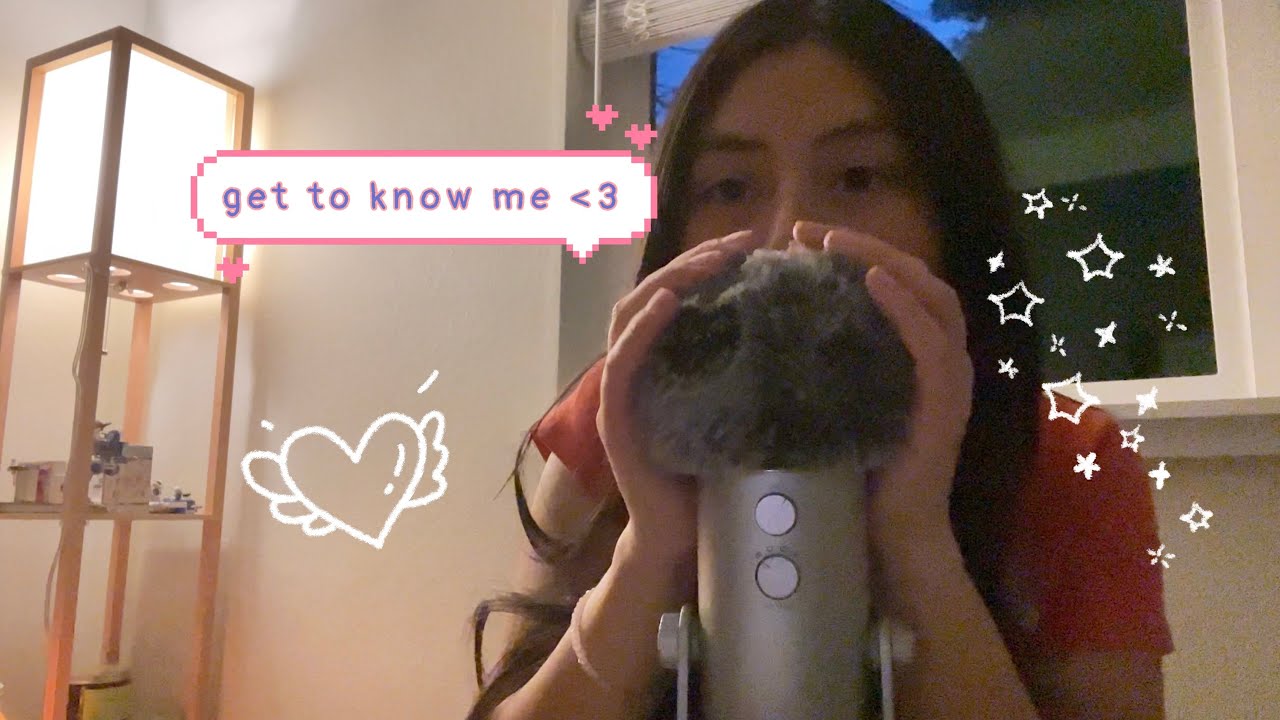 asmr: get to know me! (whisper ramble + fluffy mic massage)