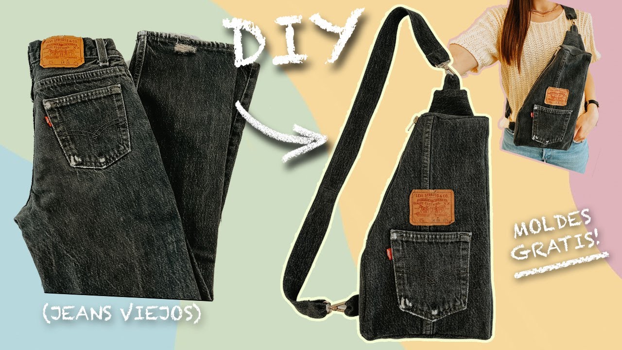 REUTILIZANDO JEANS VIEJOS PARA HACER UNA BOLSA / Denim Sling Bag Tutorial / DIY BOLSA