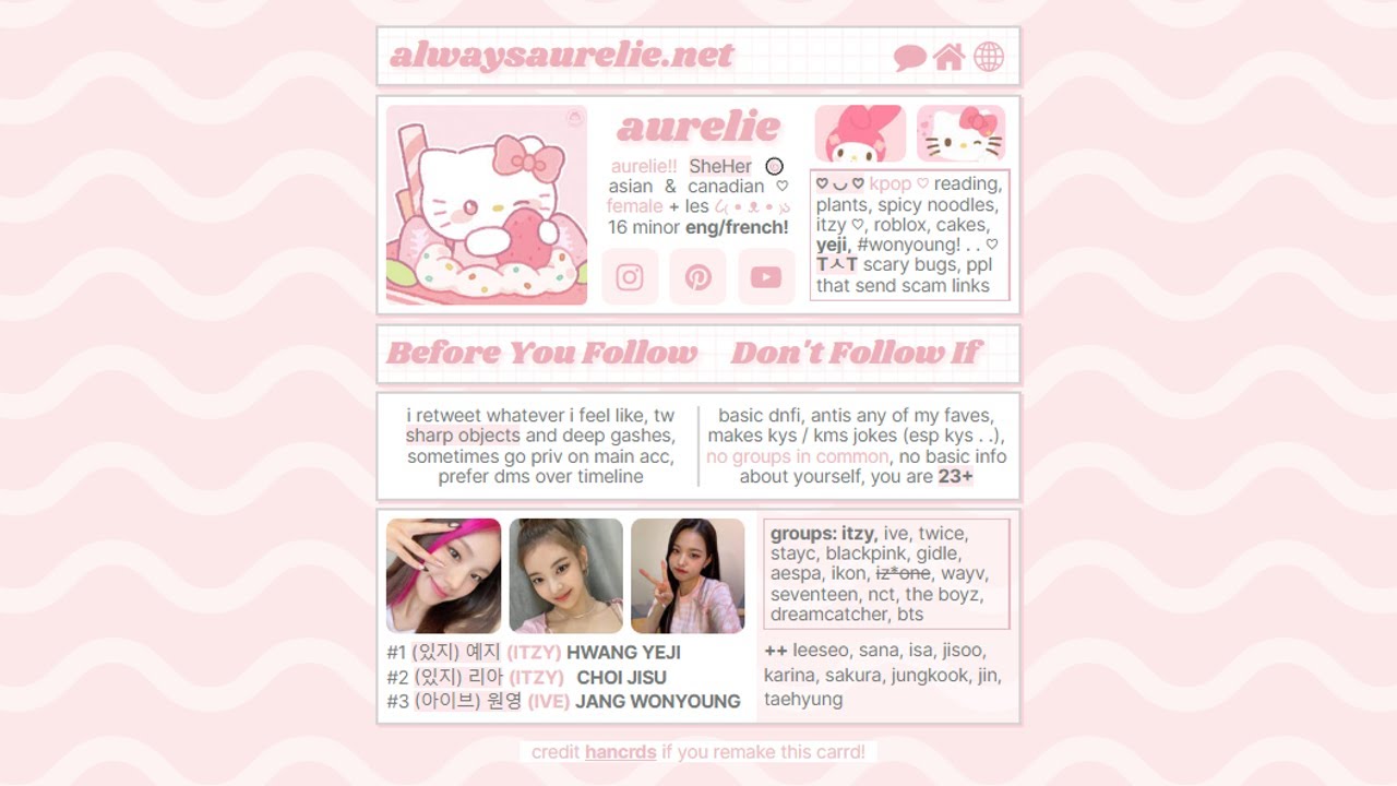 pink hello kitty themed carrd tutorial! | credit hancrds if using!! | 15