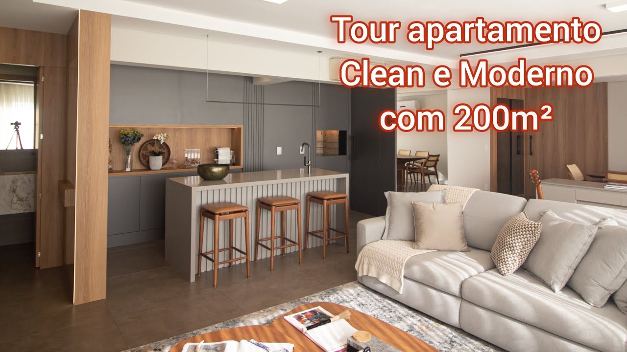 tour apartamento clean e moderno com sala de 50m²