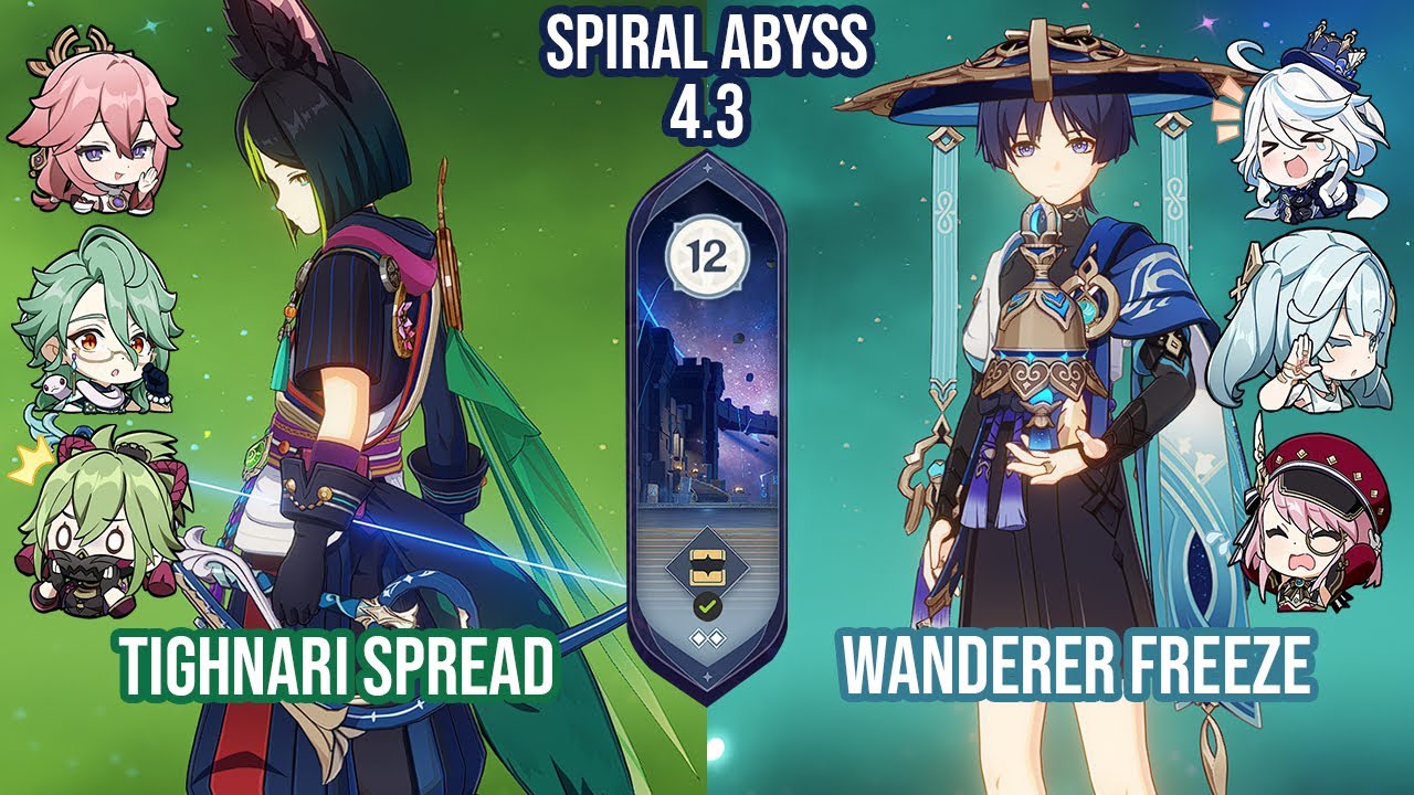 C1 Tighnari Spread & C0R1 Wanderer Freeze | Spiral Abyss 4.3 Floor 12 9 Stars | Genshin Impact