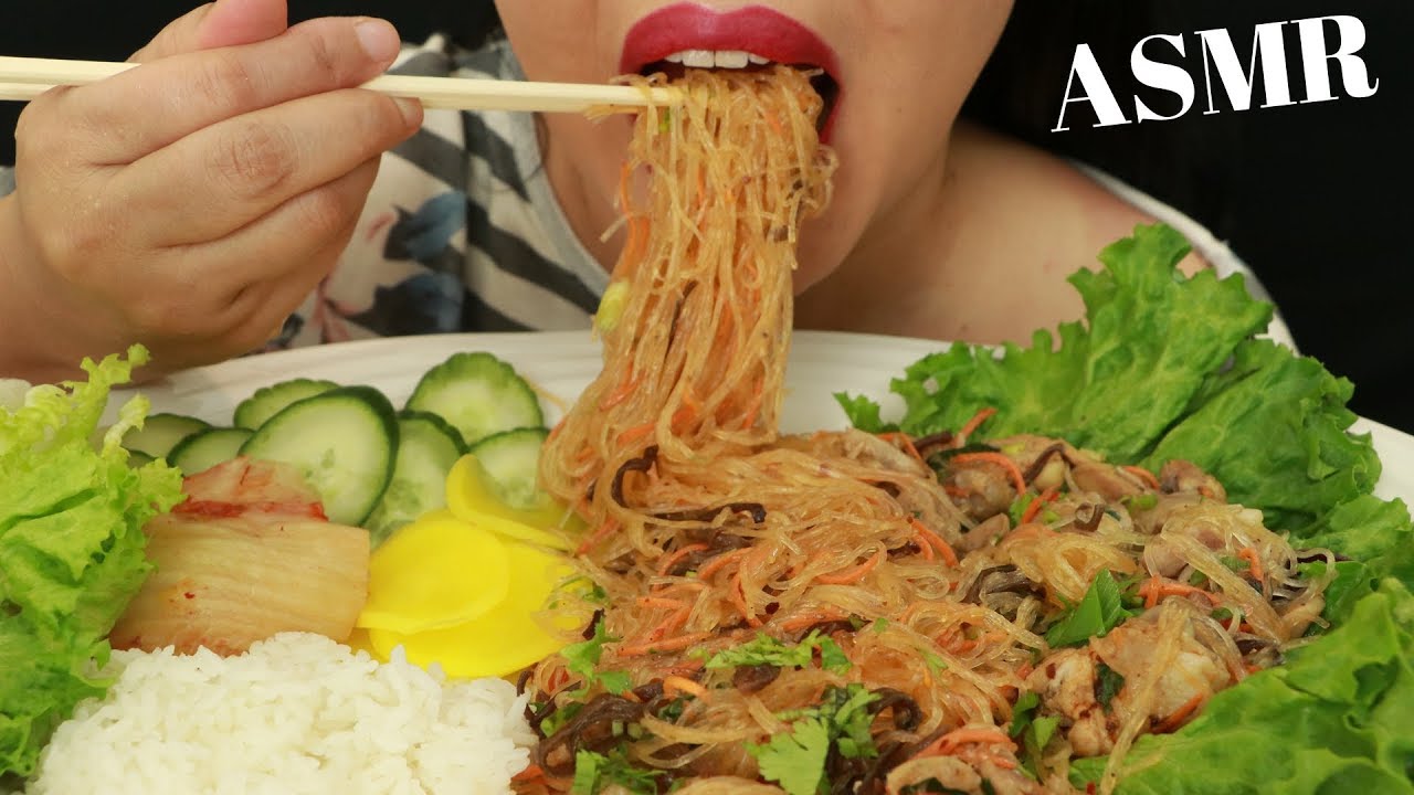 PEEV CHOJ ~ GLASS STIR FRIED NOODLES W/ RICE ~ ASMR (No Talking)
