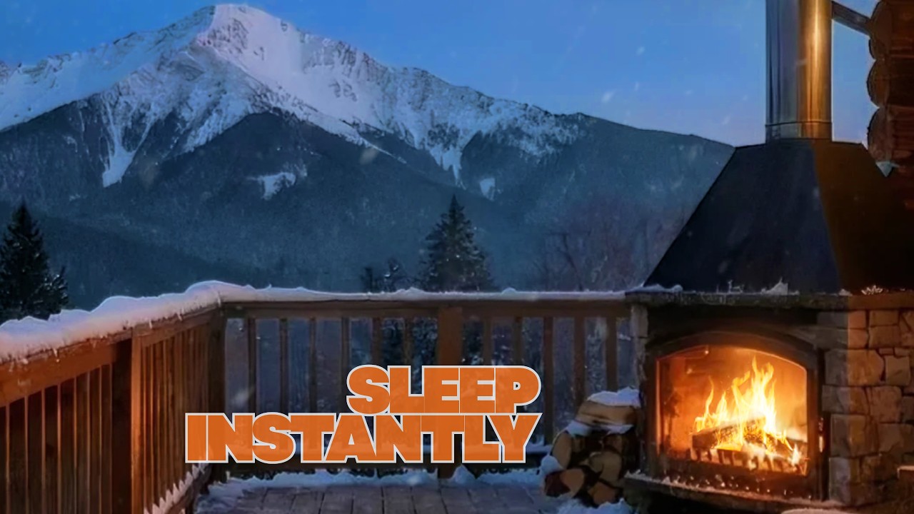 Deep Sleep in a Cozy Mountain Cabin ❄ Fireplace & Snowy Night Ambience