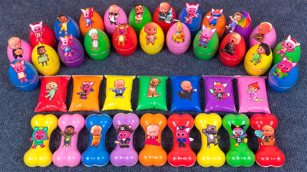 Pinkfong Magic Slime ASMR ✨🌈 Colorful Slime Mixing with Jeni, Hogi, and Bebefinn Satisfying