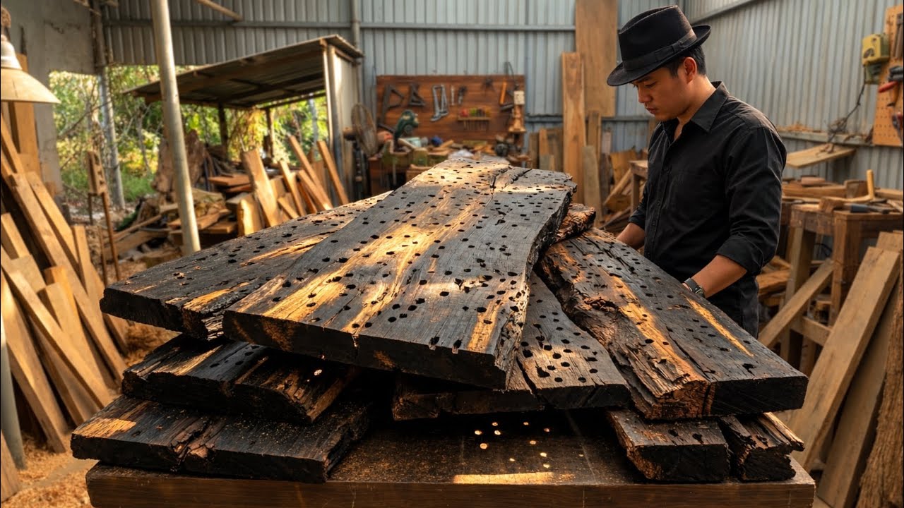 No One Uses This Rotten, Hole-Filled Wood Until They Create a Masterpiece!!!