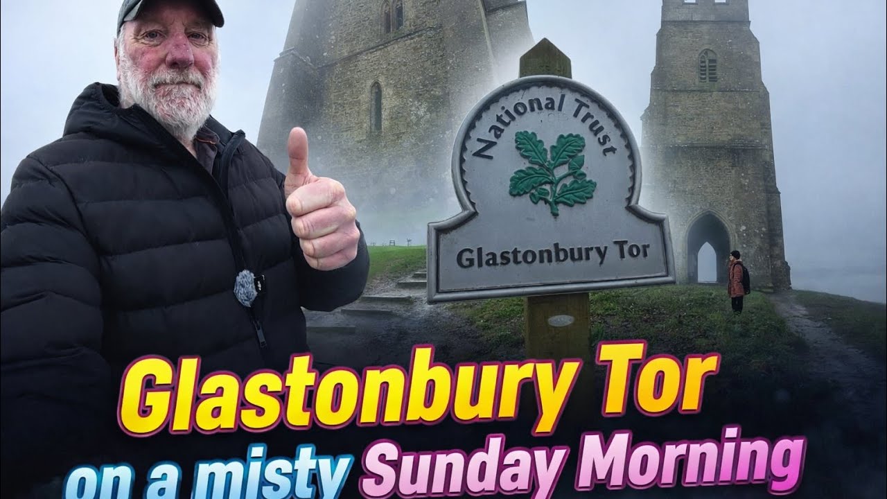 GLASTONBURY TOR, A SUNDAY MISTY ATMOSPHERIC WALK.