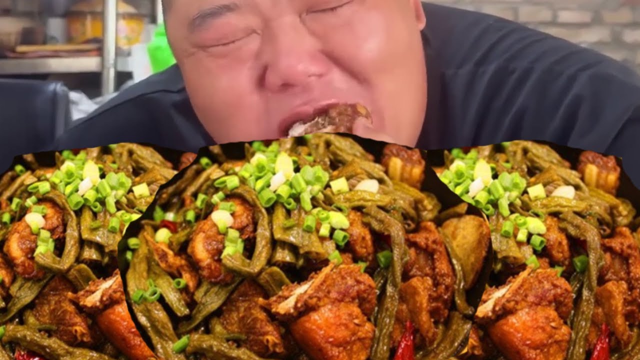 猴哥做秘制干豆角炖排骨，排骨软烂入味轻松脱骨！一口一个大排骨猴哥超开心！【胖猴仔】