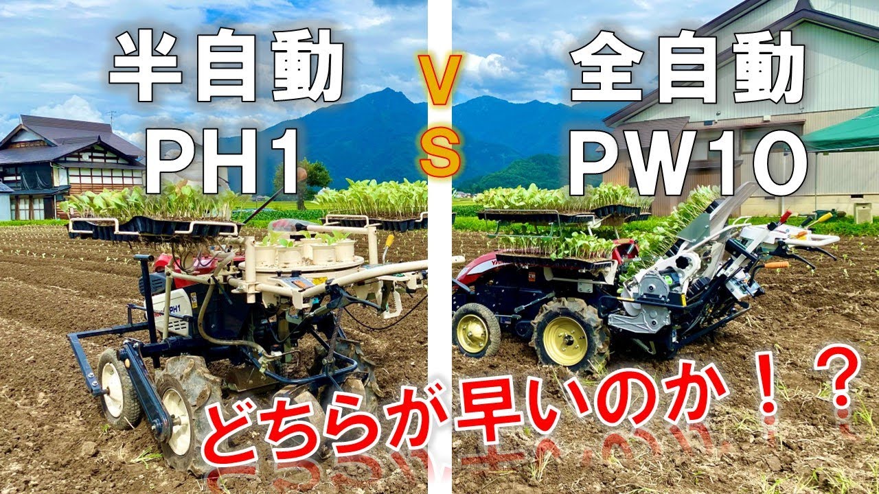 ヤンマー　全自動移植機　ＰＷ１０を半自動移植機と比べてみた！