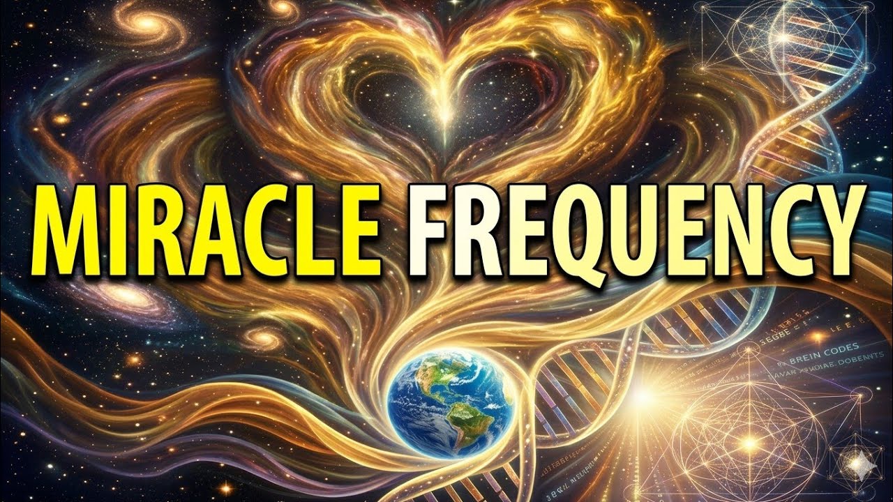 Ethereal golden nebula pulsing to the rhythm of the frequency.
