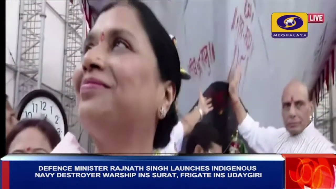 RAJNATH SINGH LAUNCHED INDIGENOUS BUILT NAVAL SHIPS SURAT AND UDAYGIRI