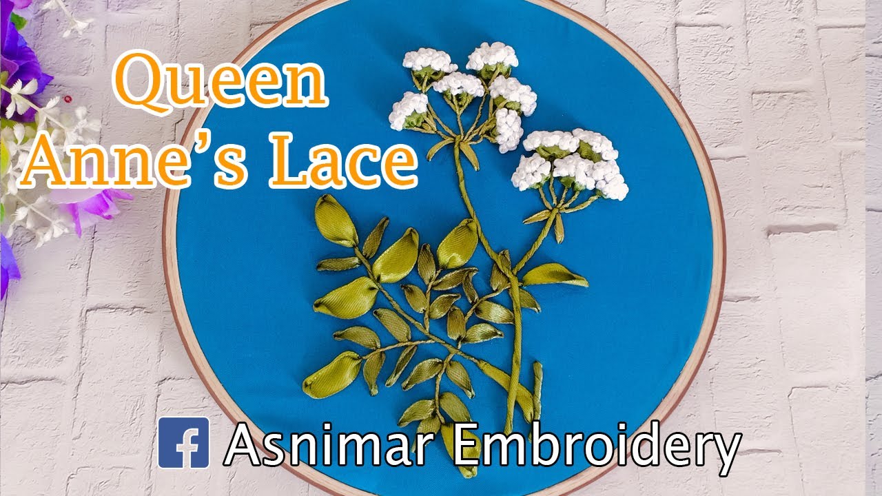 Ribbon Embroidery of Queen Anne's Lace Flower