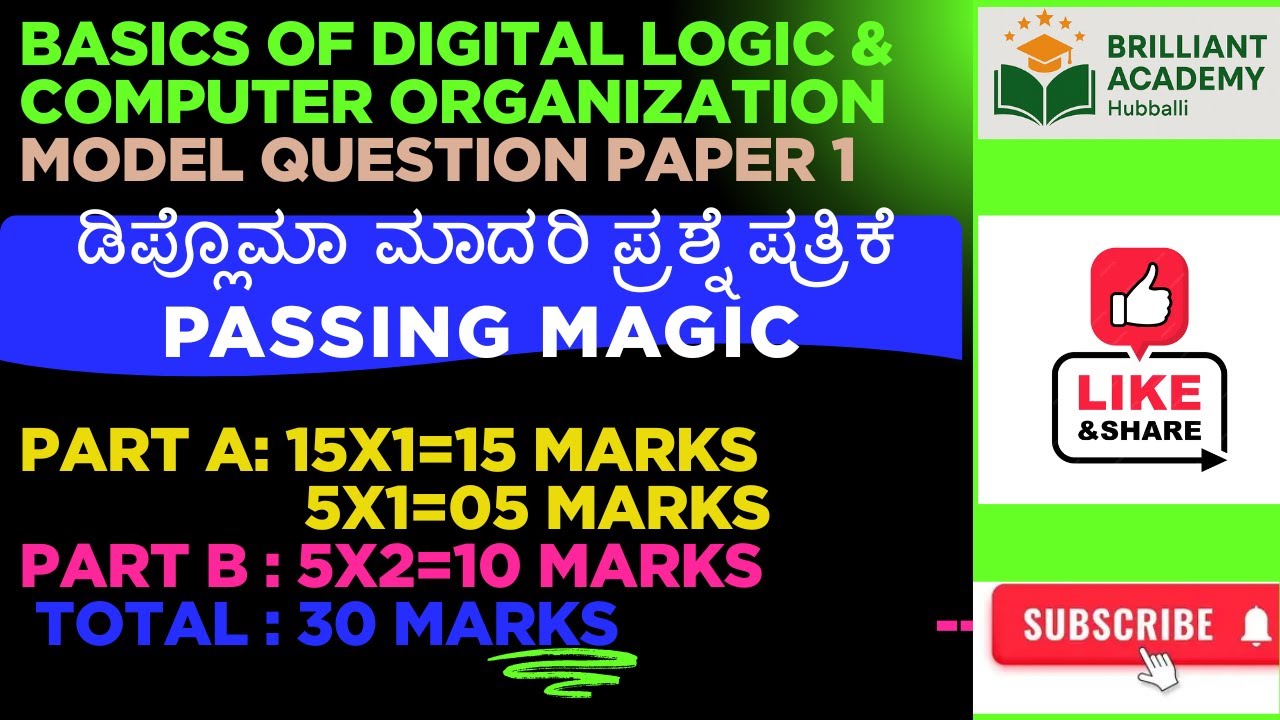 Karnataka Diploma Examination 2025. Basics of Digital Logic & Computer Organization Model QP 1 A& B