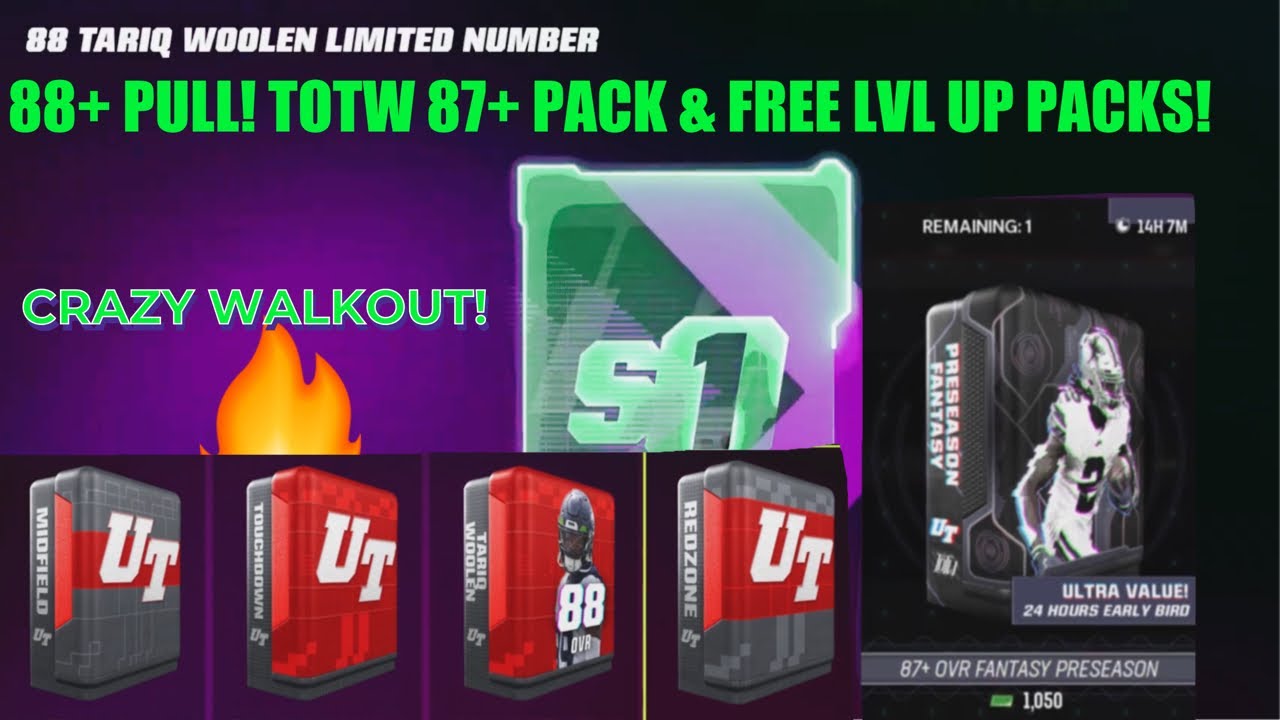 88+ PULL!! TOTW 87+ FANTASY PACK, & LVL UP REWARDS! INSANE WALK OUT, Madden 23