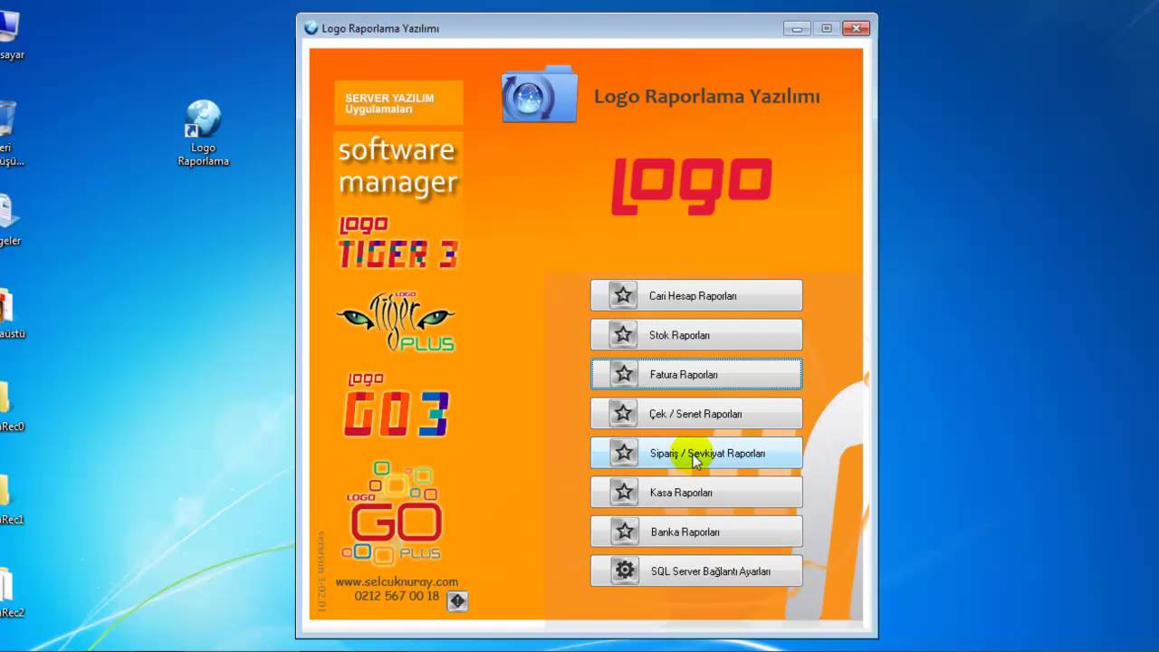 Logo Raporlama Yazılımı. Go plus, Go3, Tiger Plus, Tiger 3 i&ccedil;in Sql raporları
