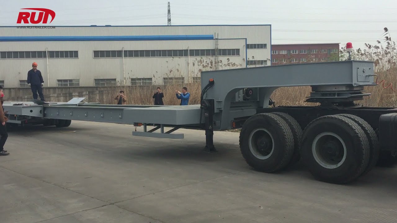 Extendable Low Loader Trailer-Extension Operation,10 axle low bed trailer