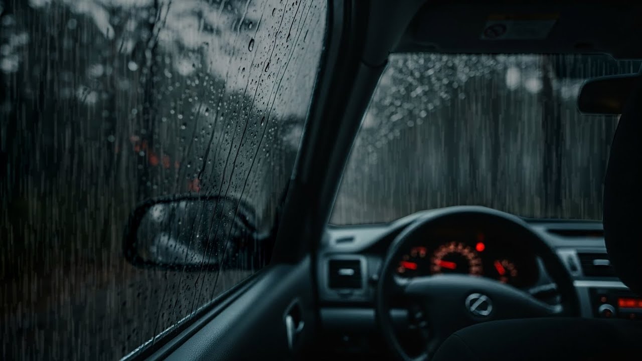 Heavy Rain Storm Outside a Cozy Car 🌧️ Relaxing Forest Night Ambience for Better Sleep and Focus