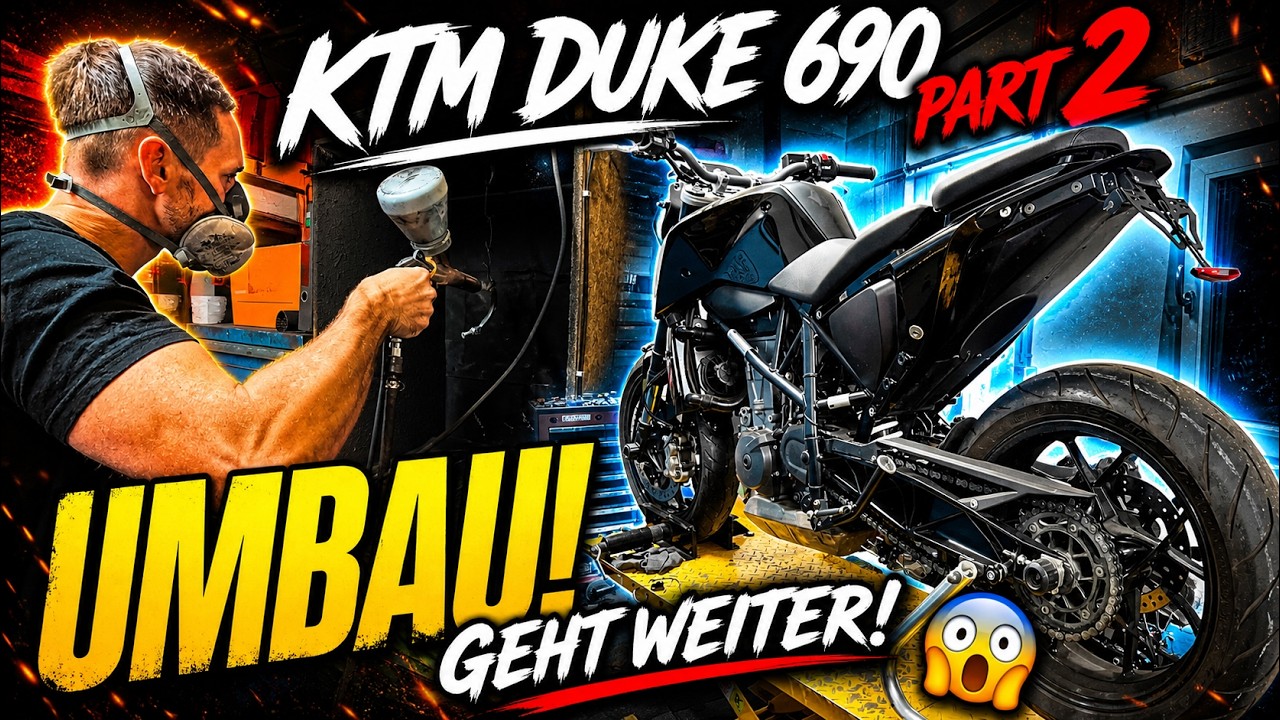 KTM Duke 690 Umbau – Sandstrahlen, Pulverbeschichten & Heck-Umbau! (Teil 2/3) 🔧✨