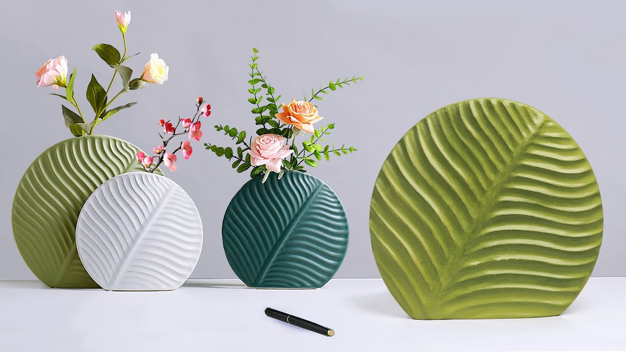 Cement Flower Vase || Leaf shape Flower Vase || Decorative Showpiece For Home Decor