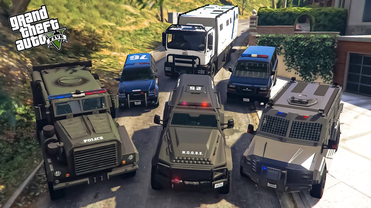 GTA V - Stealing NOOSE SWAT Patrol Vehicles with Franklin in GTA 5!