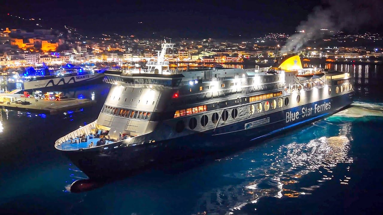 Αριστοτεχνική μανούβρα του επιβλητικού Blue Star 1 των 176 μέτρων στη Νάξο! (Arrival at Naxos)