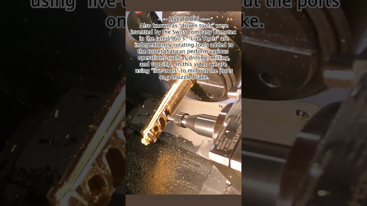 Live Tools mill a muzzle brake #cnc #cnclathe #machineshop #livetools #cncturning #shoplife #shorts