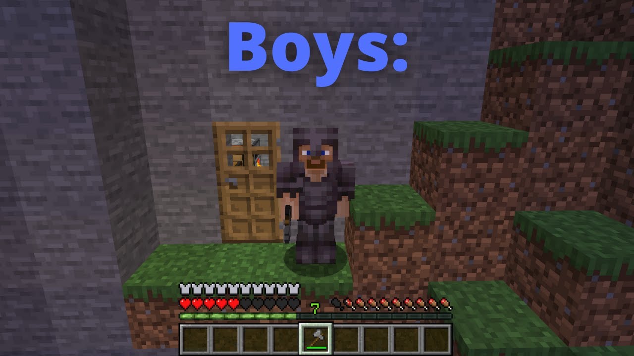 how boys and girls survive in 1st day in minecraft: