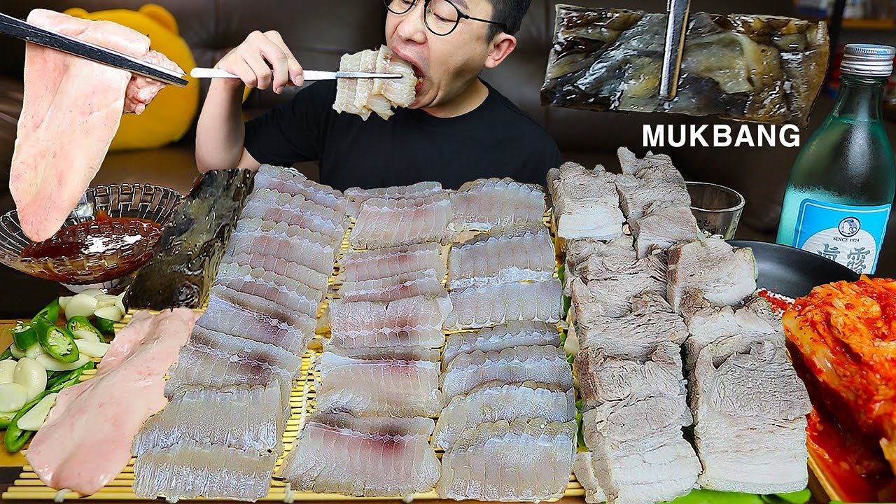 ASMR MUKBANGㅣFermented Skates (Hongeo-hoe) & oiled Pork BellyㅣEATING SHOW
