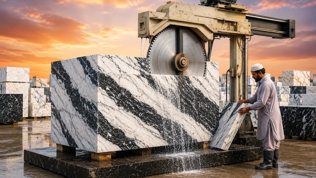 How Marble is Made in Pakistan | Giant Stone Cutting & Marble Factory Process