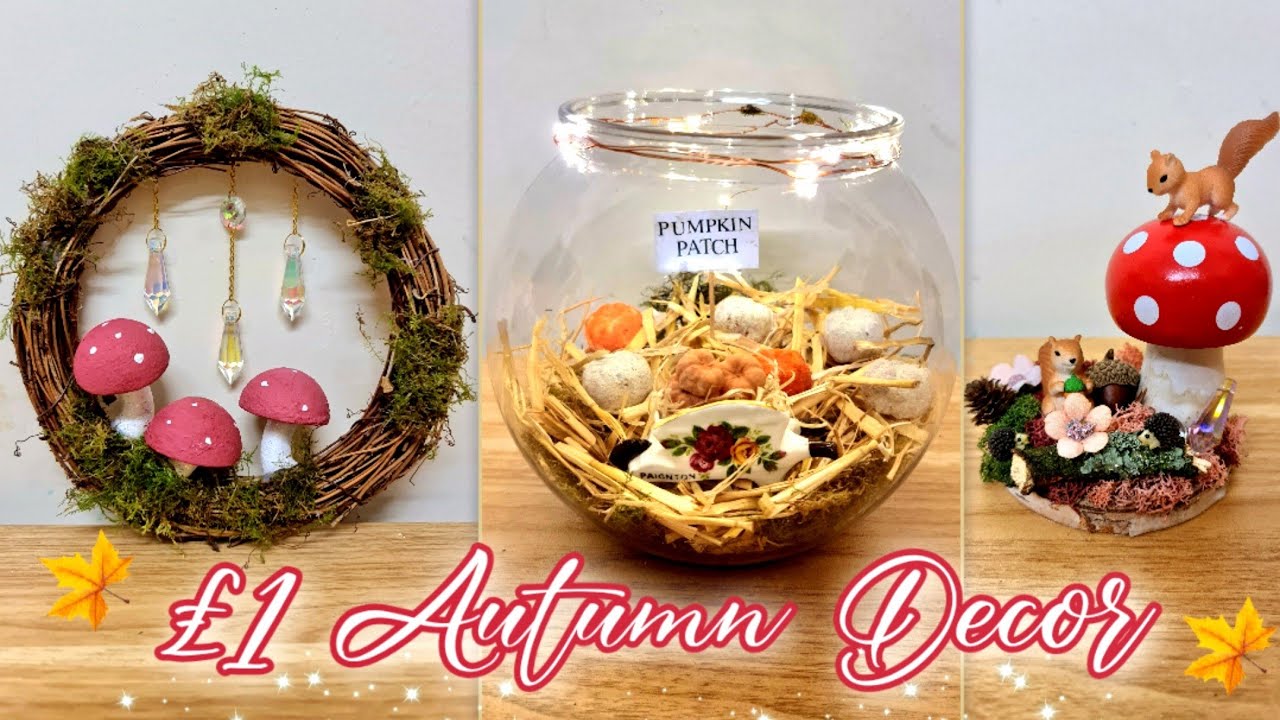DIY FALL DECOR 2022 ✨️ Pumpkin & Mushroom Woodland Craft Ideas 🍄  Poundland Hacks 🐿  Sell / Gift 🎁