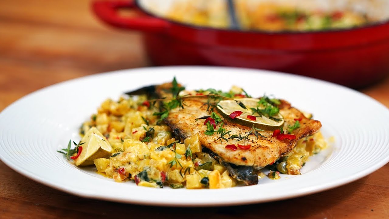 🐠Рыба с запеченными овощами в духовке | Жареная дорада с овощами | Дорада на сковороде